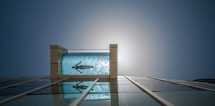 InterContinental Dubai Festival City - Glass Bottom Swimming Pool with Dubai Panorama