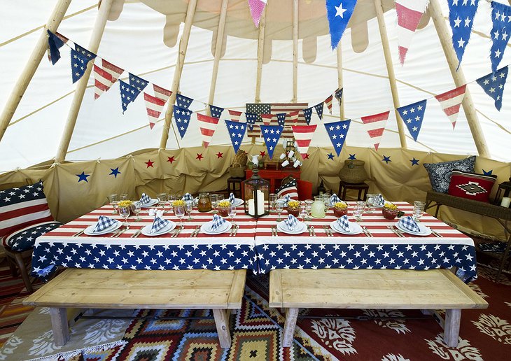 Mustang Monument Resort dining room in a tipi