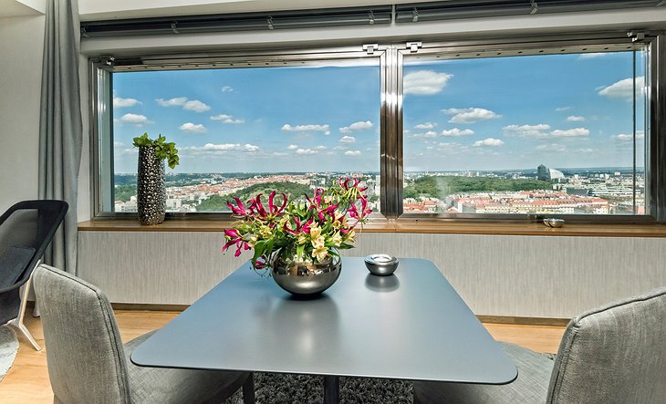 Hotel One Room Dining Table With View On Prague