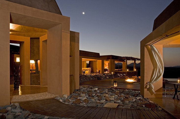 Okahirongo Elephant Lodge court at night