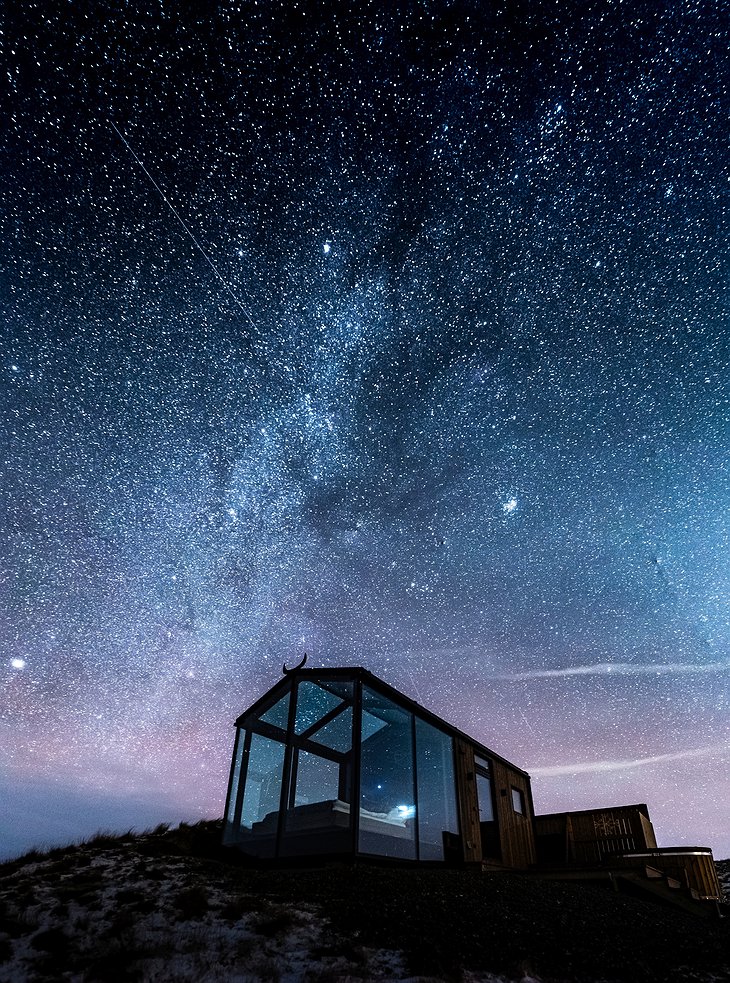 Starry Night Sky At Panorama Glass Lodge, Iceland