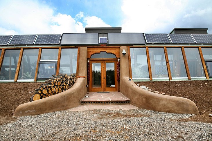 Earthship Front Glassy Facade