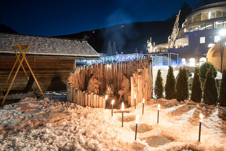 Alpin Panorama Hotel Hubertus Outdoor Romantic Fireplace