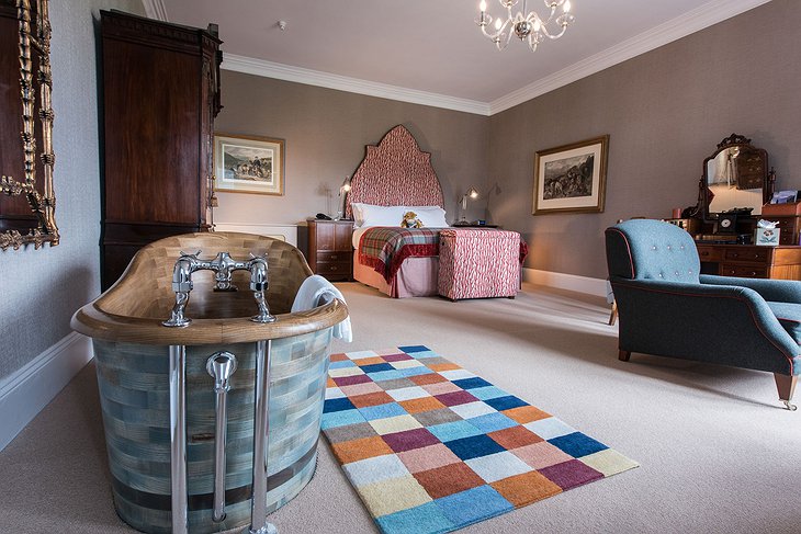 The Torridon Hotel bedroom with bathtub