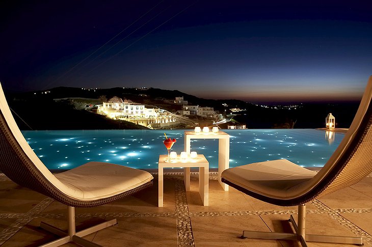 Infinity pool at night