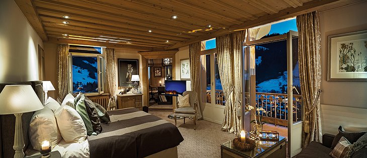 Gstaad Palace tower suite bedroom