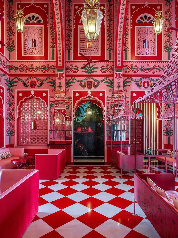 Villa Palladio Jaipur Red & White-Colored Restaurant