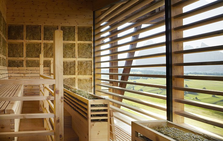 Sauna with mountain views