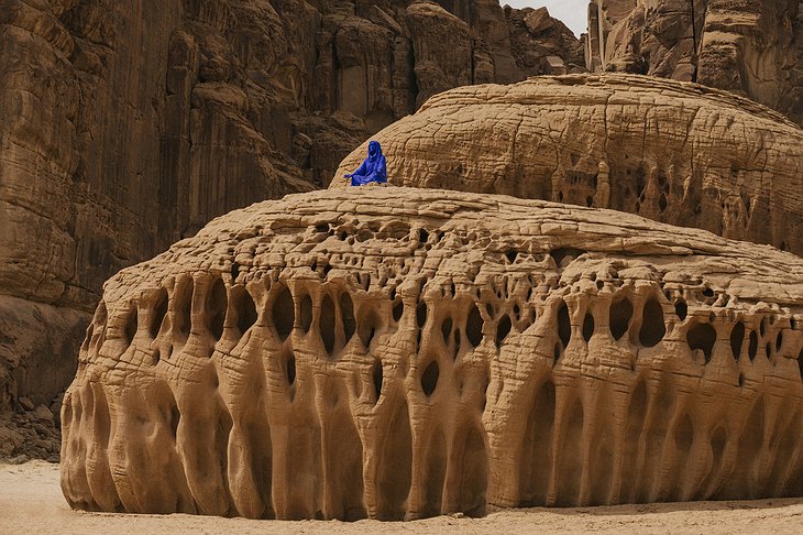 AlUla Desert Rocks And Colored Statue