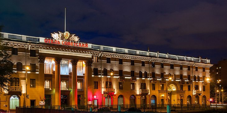 Legendary Hotel Sovietsky Building At Night