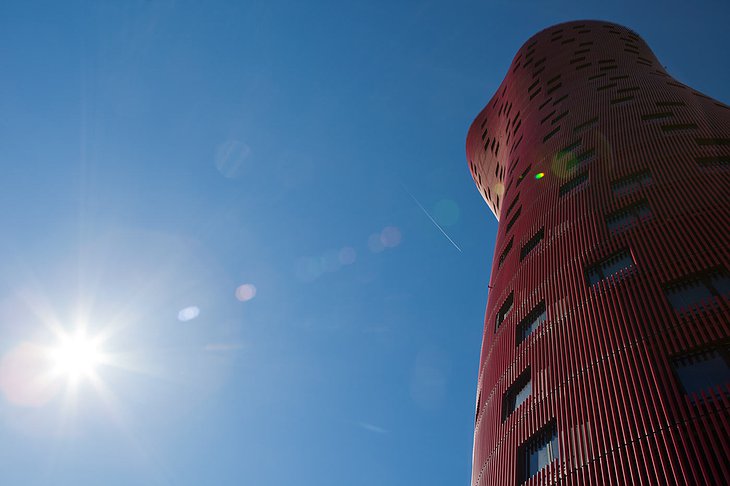 Porta Fira Hotel striking red skyscraper