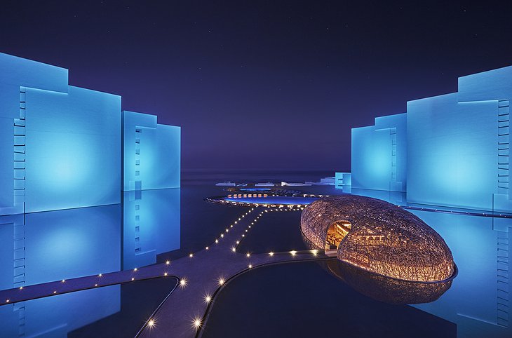Viceroy Los Cabos Blue Light At Night & The Bird's Nest Building Of Nido