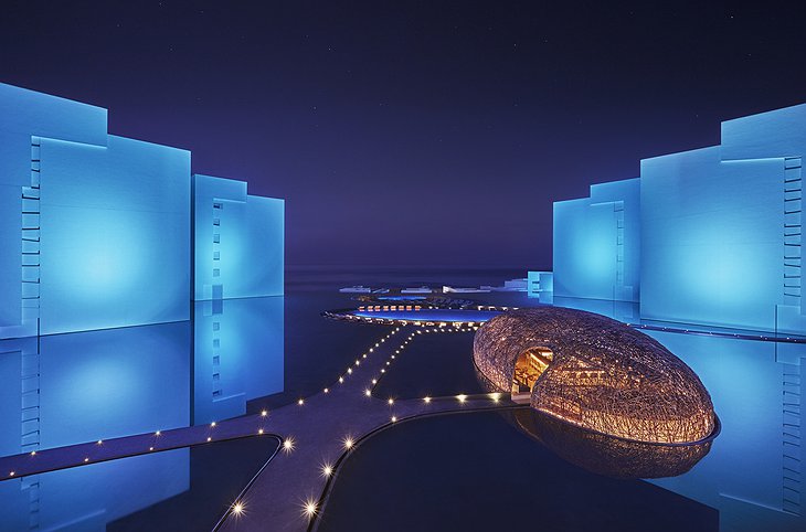 Viceroy Los Cabos Blue Light At Night & The Bird's Nest Building Of Nido