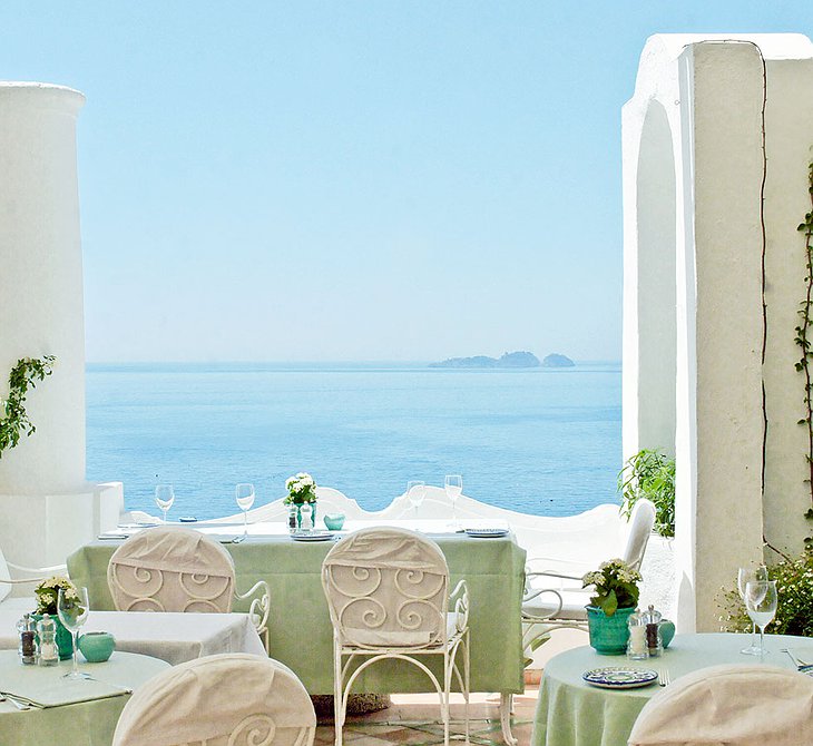 White terrace of Le Sirenuse Hotel