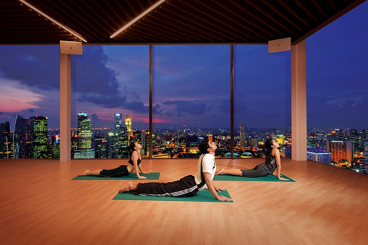 Yoga with view on Singapore
