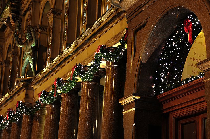 Hard Day’s Night Hotel building with Christmas decoration