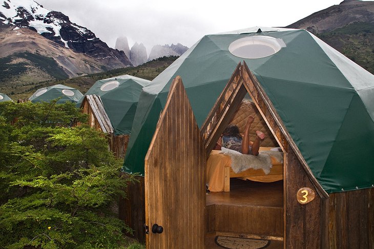 Open door of EcoCamp Standard Dome