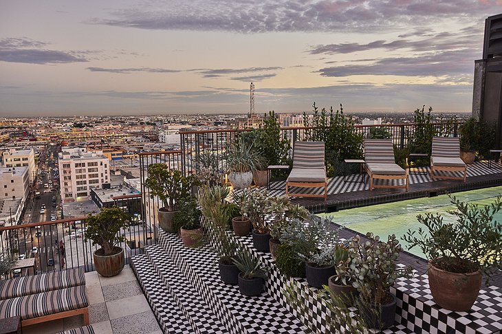 Downtown LA Proper Hotel Pool Corner City View