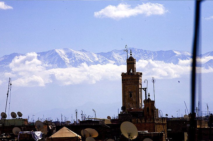 Marrakesh with Atlas mountains in the background