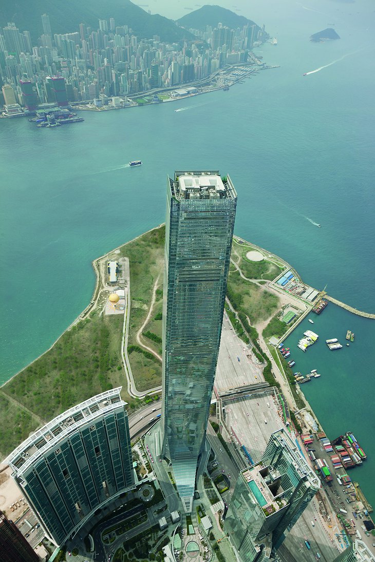 Ritz-Carlton Hong Kong skyscraper aerial