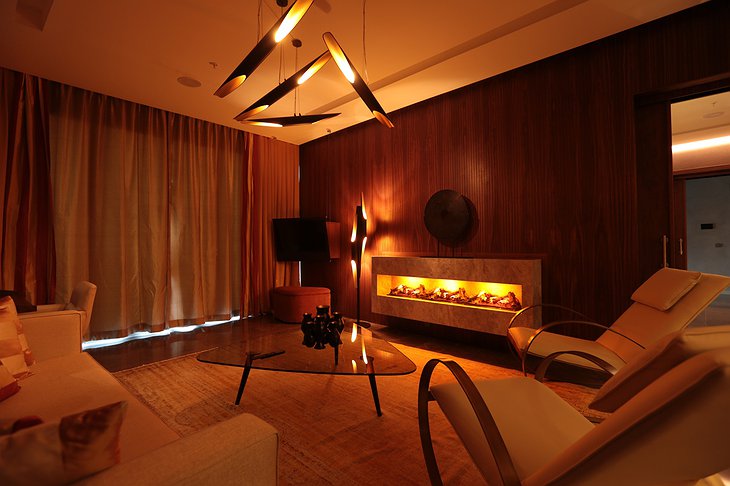 Rixos Thermal hotel room with fireplace