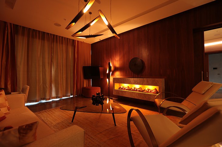 Rixos Thermal hotel room with fireplace