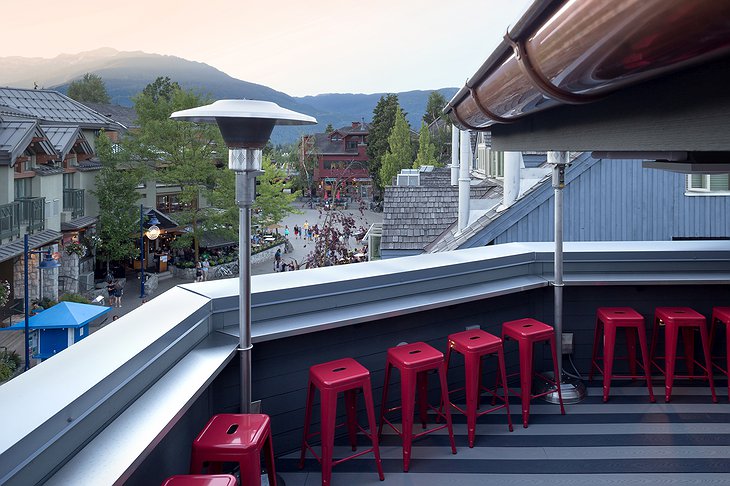 Pangea Pod Hotel Rooftop Patio Overlooking Whistler