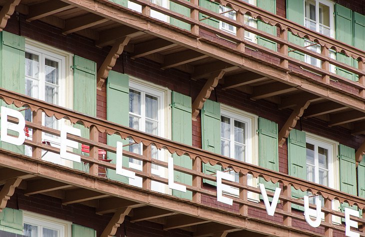 Hotel Bellevue Des Alpes Historic Building Facade Close-Up