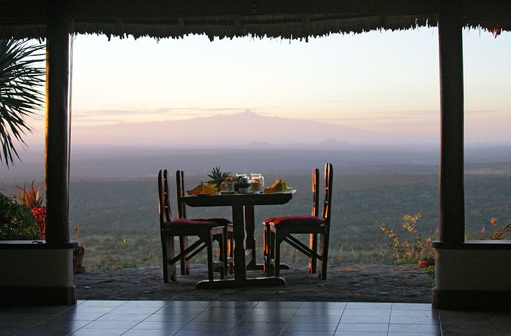 Loisaba Lodge breakfast on the terrace with amazing views