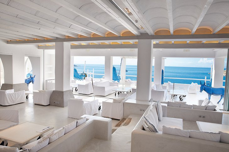 Mykonos Blu Delos Lounges rooftop bar with amazing sea-views