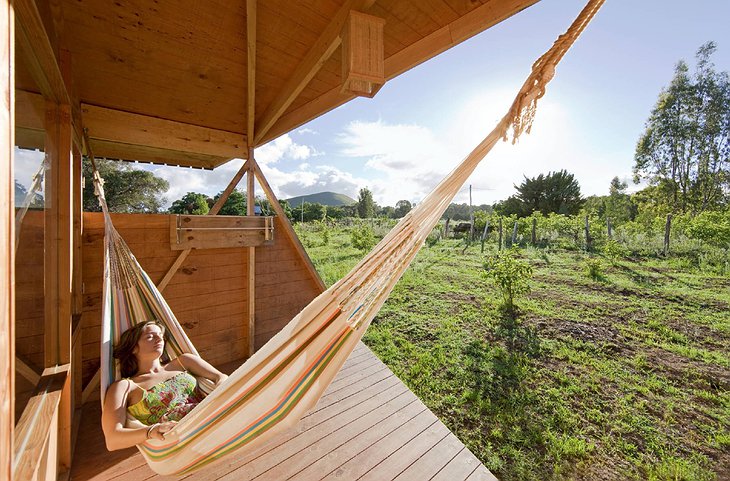 Girl in a hammock at Morerava Cottages on Easter Island