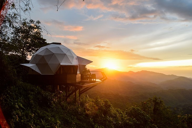 Trekker Glamping Dome Balcony Sunset