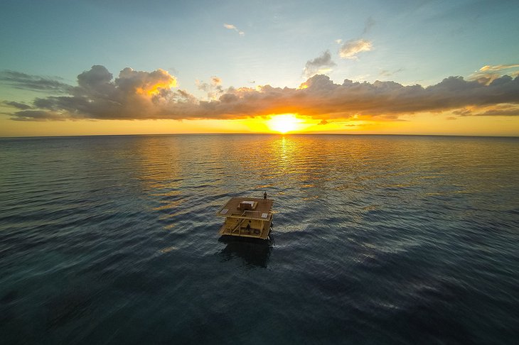 Floating room at sunset