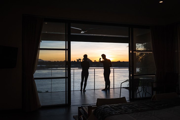 The River Resort Champasak Room Balcony Evening Panorama