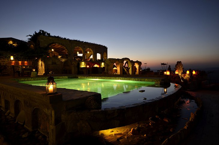 Museum Hotel Cappadocia swimming pool at night