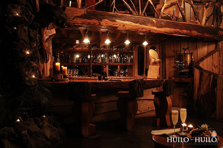 Wooden bar at Montana Magica Lodge