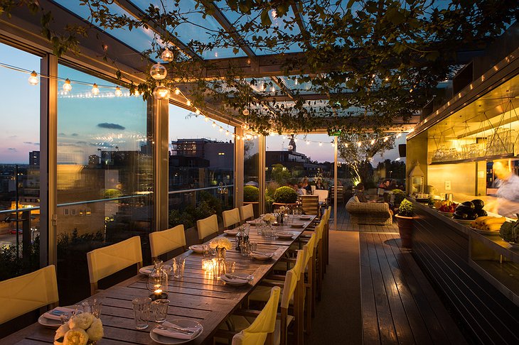 Boundary rooftop terrace at night