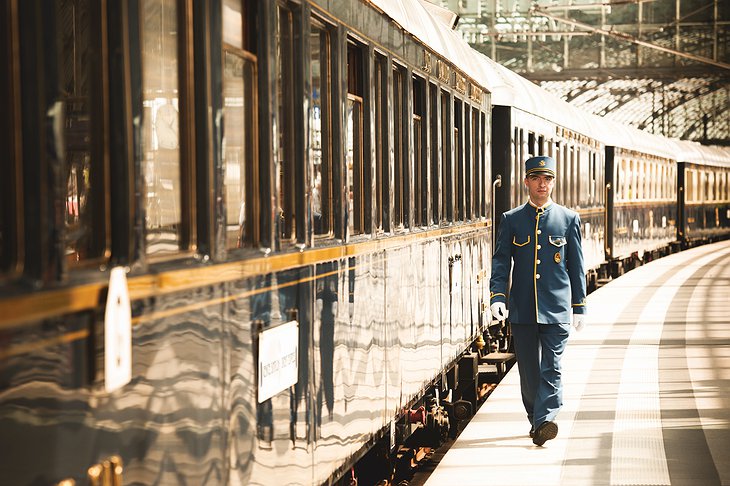 Venice Simplon-Orient Express Carriages At The Train Station