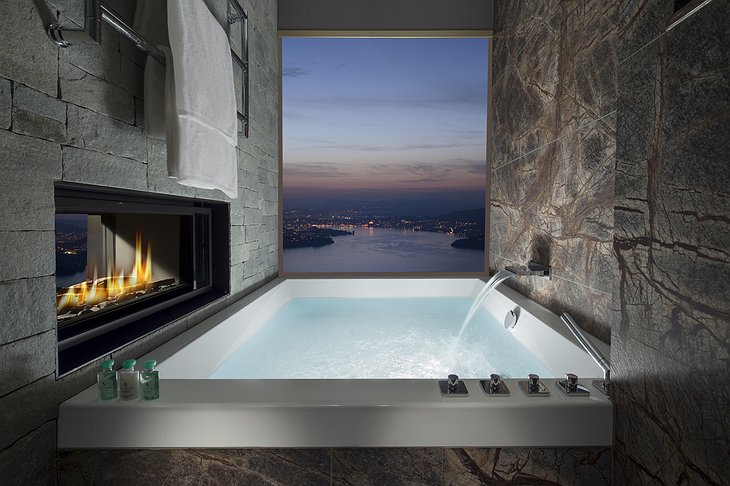 Bürgenstock Hotel Bathroom Bathtub Lake Lucerne Panorama At Night