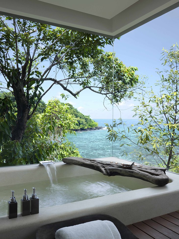 Villa bathroom with sea view