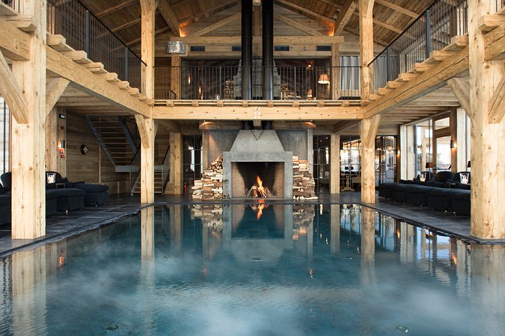 San Luis Retreat Indoor Pool With Fireplace