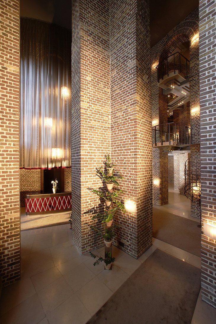 Hotel im Wasserturm brick interior