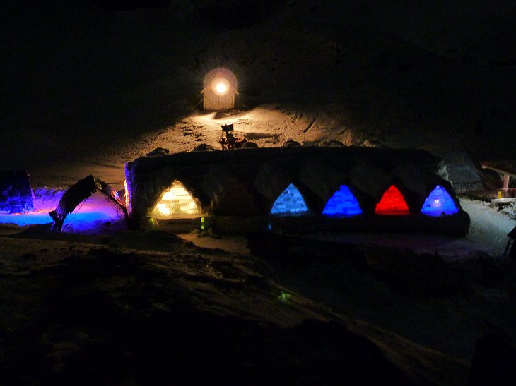 Ice Hotel Romania by night