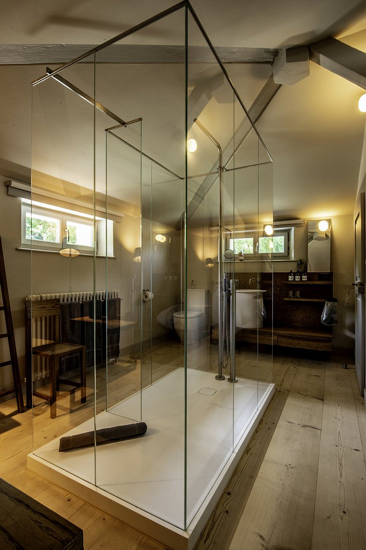 Guesthouse Zollhaus Main Bathroom With Rainfall Shower