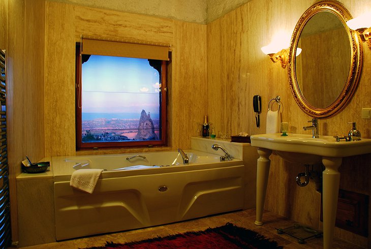 Bathroom with view on Cappadocia