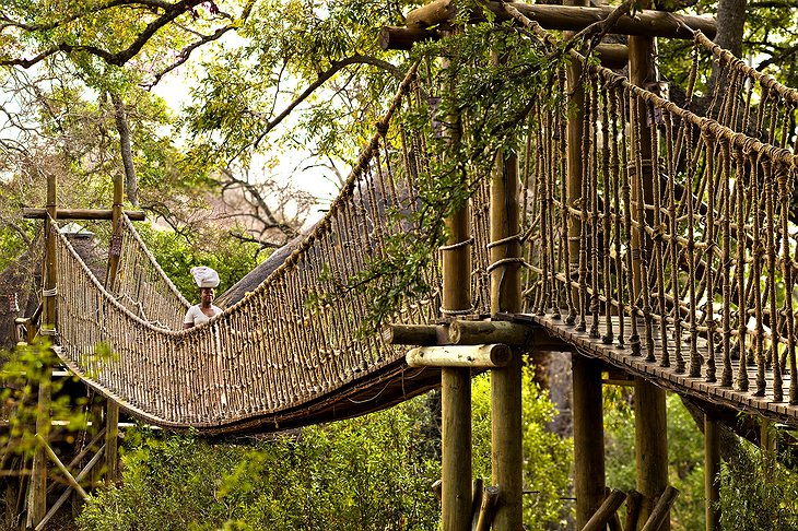 Ulusaba Safari Lodge suspended wooden bridge