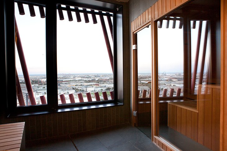 Porta Fira Hotel sauna with panoramic views on Barcelona