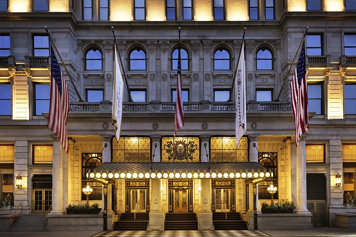 The Plaza hotel facade and main entrance