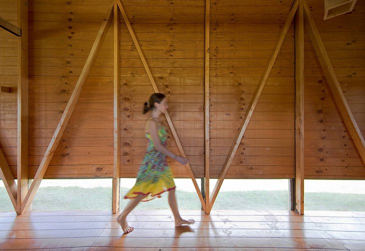 Girl walking inside the Morerava Cottages