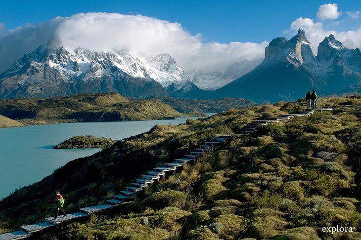 Pathway to Patagonia Hotel Explora, Andes mountains in the background